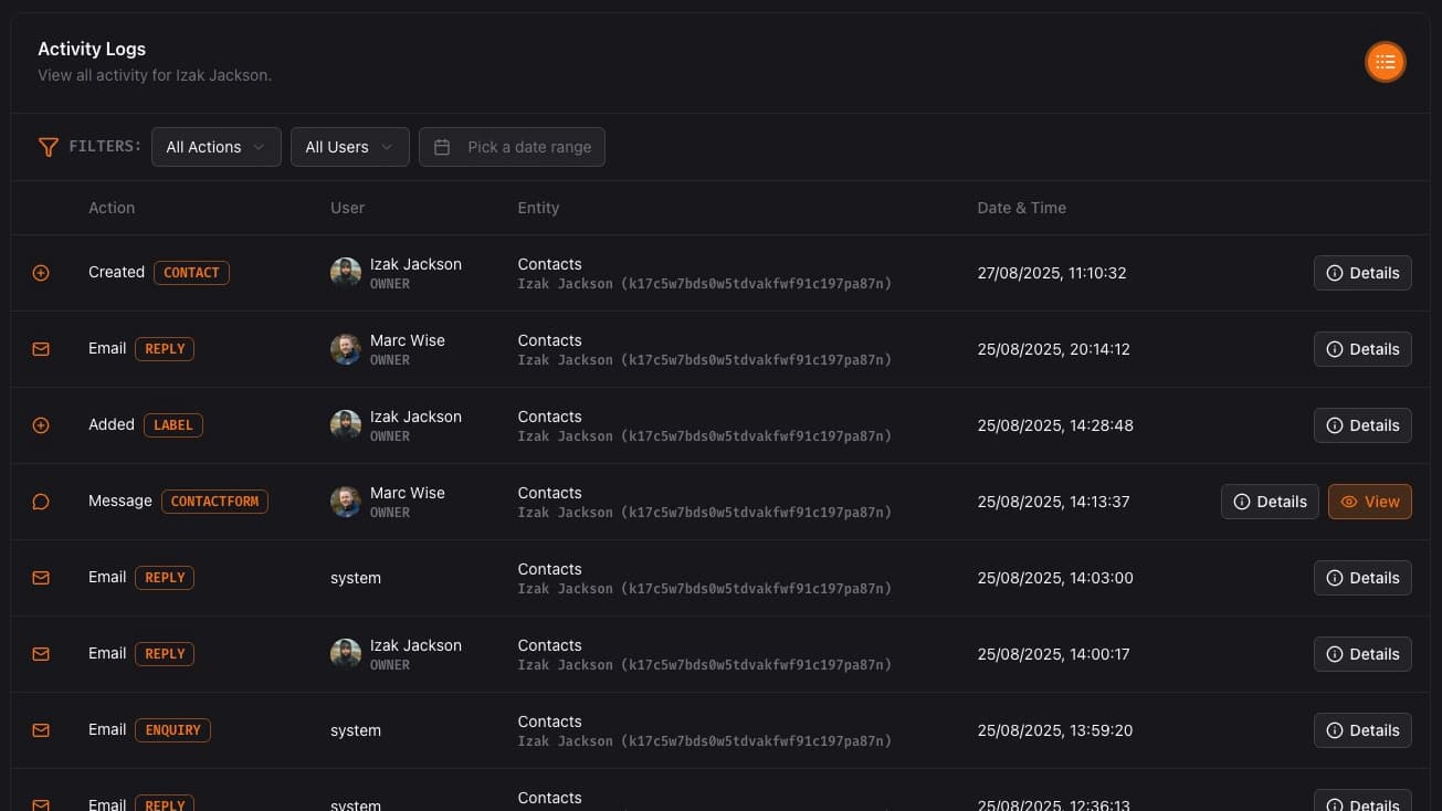 Basecamp OS Contact Activity Logs