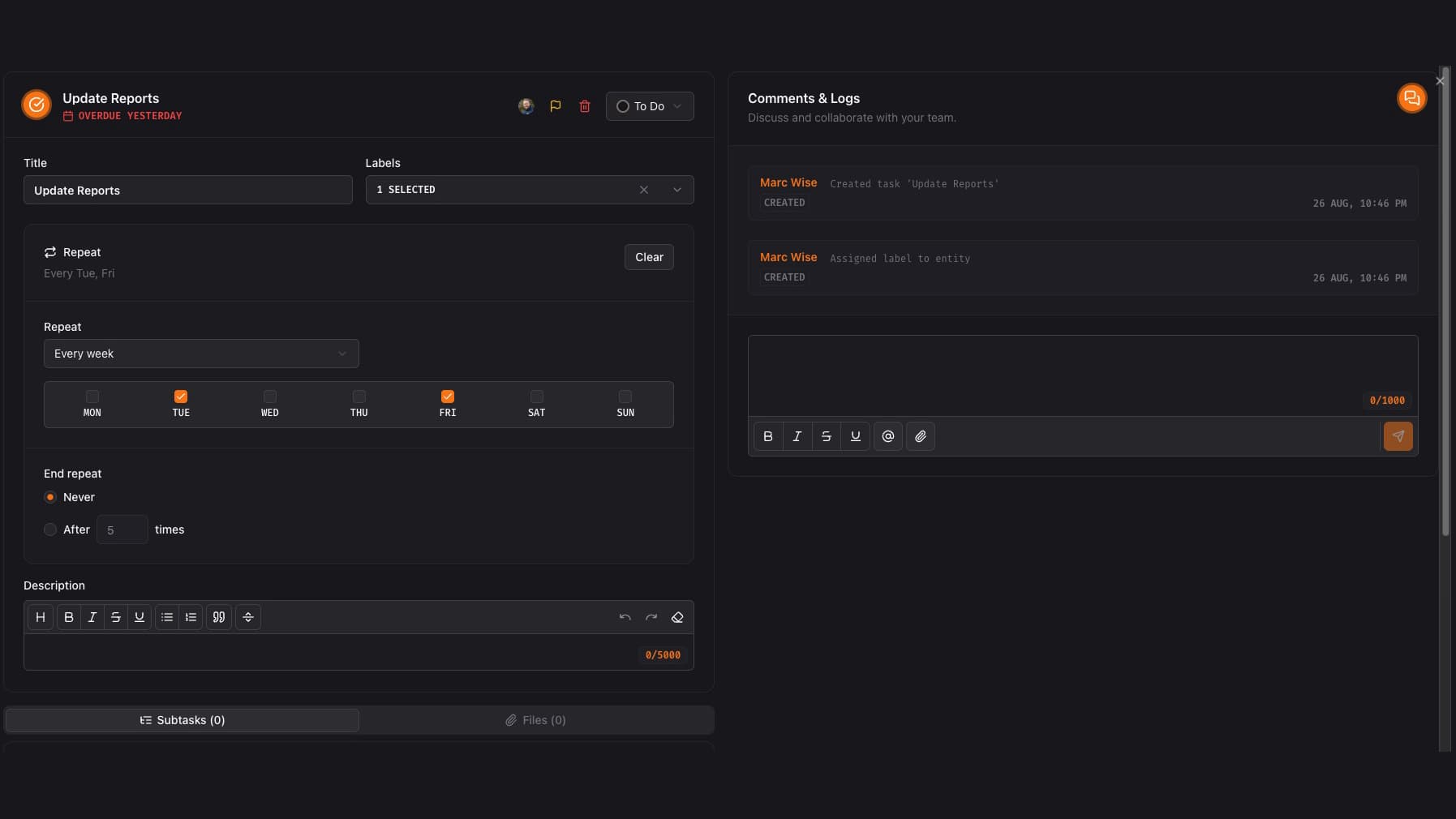 Basecamp OS Task View