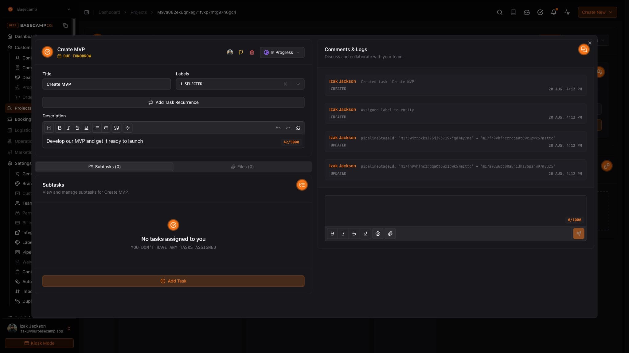 Basecamp OS Task Management