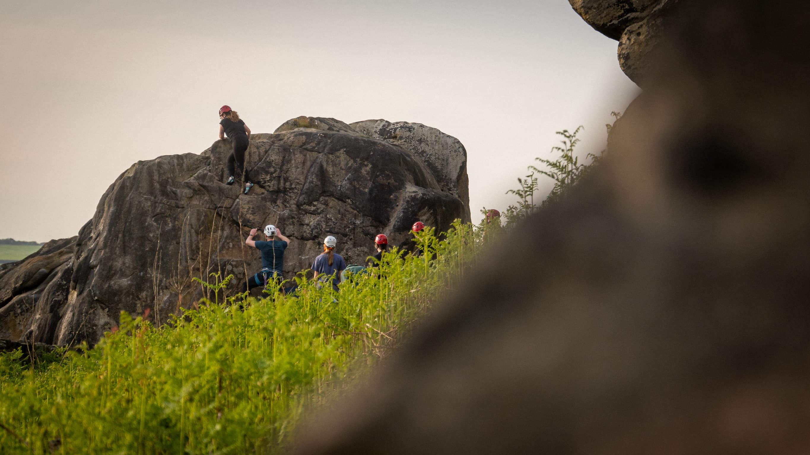 group rock climbing