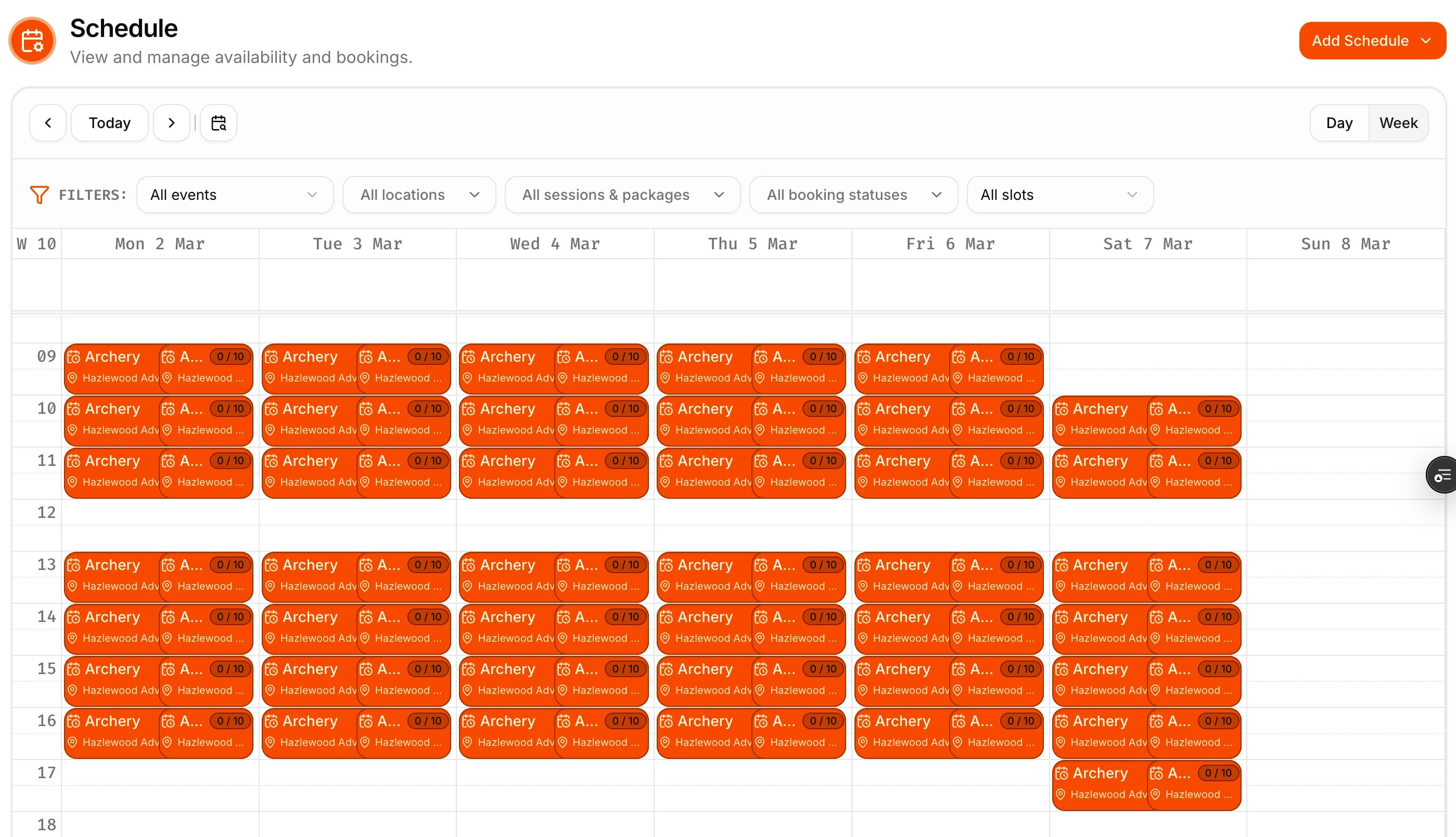 53° Scheduling Calendar - Light