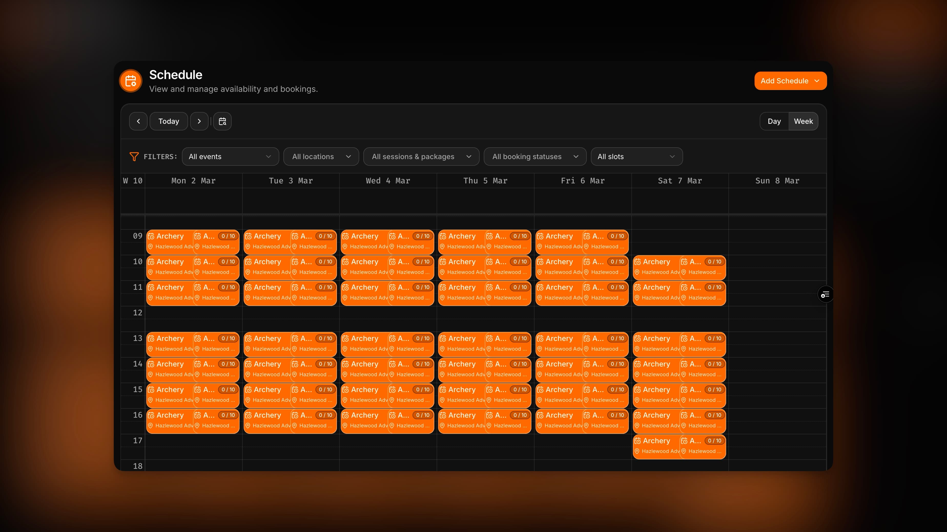 53° Scheduling Calendar - Dark